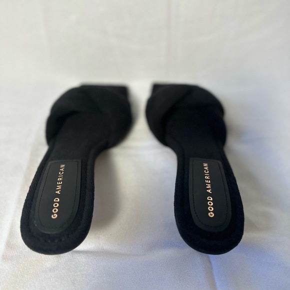 New Good American Terry Kickstand Mule Black Heels - Picture 5 of 9